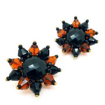 Brown glass flower earrings - Bliinkt