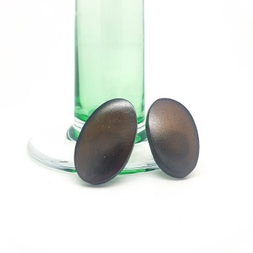 Brown oval plastic clip earrings