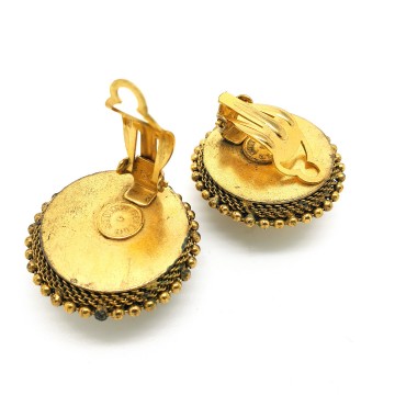 Butler & Wilson - 80s goldtone button earrings - Bliinkt