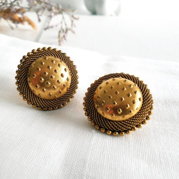 Butler & Wilson - 80s goldtone button earrings - Bliinkt