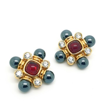 Cabouchon - 90s Maltese cross earrings - Bliinkt