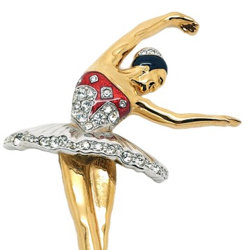 Cabouchon - ballet dancer with silver, black and rhinestone tutu - Bliinkt