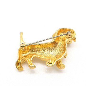 Cabouchon goldtone dachshund brooch   bliinkt