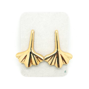 Cabouchon goldtone gingko earrings - Bliinkt