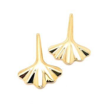 Cabouchon goldtone gingko earrings - Bliinkt