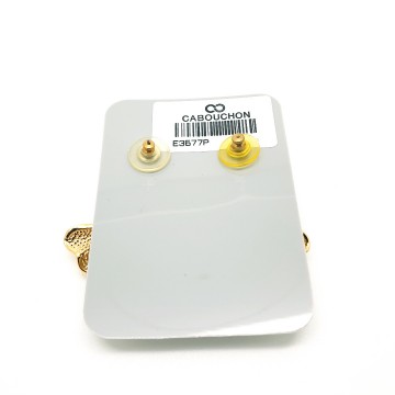 Cabouchon goldtone gingko earrings - Bliinkt