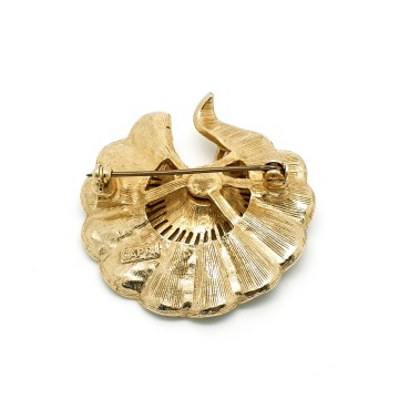 Capri goldtone circle brooch with pearl 2
