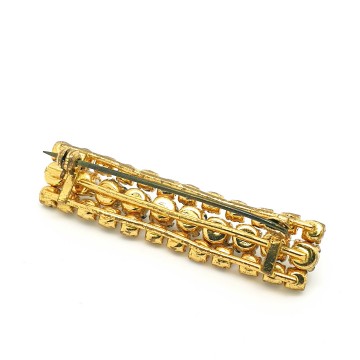 Charming old bar brooch with faux pearls and brown rhinestones - Bliinkt