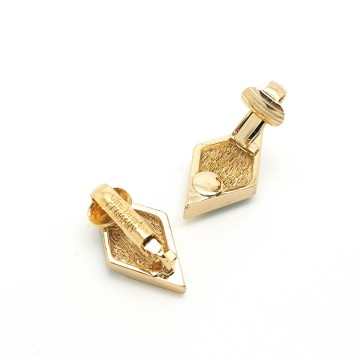 Christian Dior - goldplated salmiak clip earrings with clear rhinestones and black enamel - Bliinkt