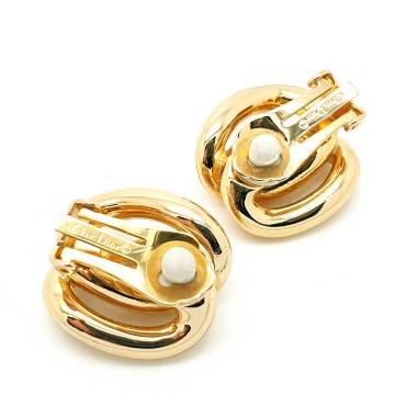 Christian Dior goldtone clip earrings intertwined links