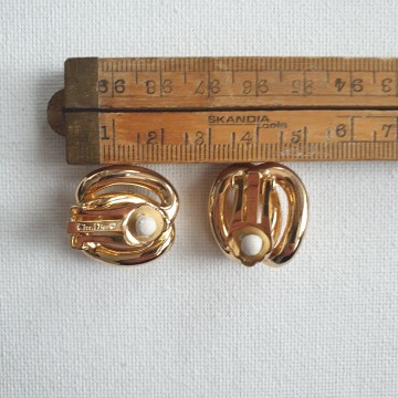 Christian Dior goldtone clip earrings intertwined links
