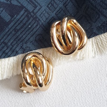 Christian Dior goldtone clip earrings intertwined links