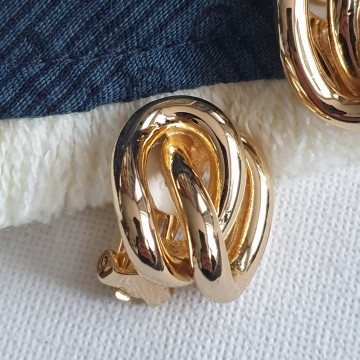 Christian Dior goldtone clip earrings intertwined links