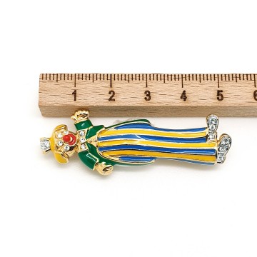 Ciro - clown brooch with yellow blue enamelled pants, green coat and clear rhinestones - Bliinkt