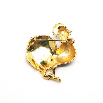 Colourful enamelled rooster brooch - Bliinkt
