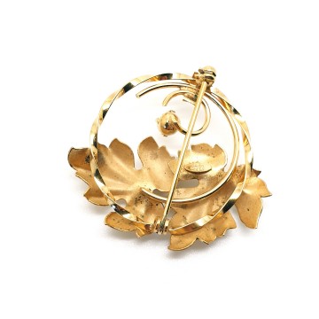 C.R. Co 12k G.F. leaf brooch with faux pearl - Bliinkt