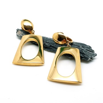 Crown Trifari goldtone dangle earrings