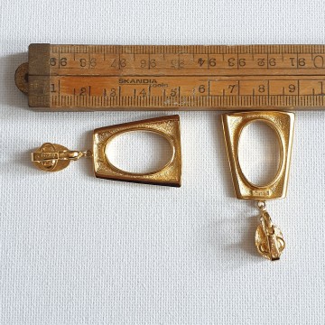 Crown Trifari goldtone dangle earrings