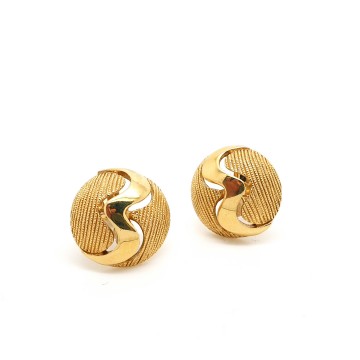 Crown Trifari - goldtone round clip earrings - Bliinkt