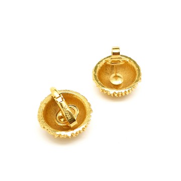 Crown trifari goldtone sponge earrings signed