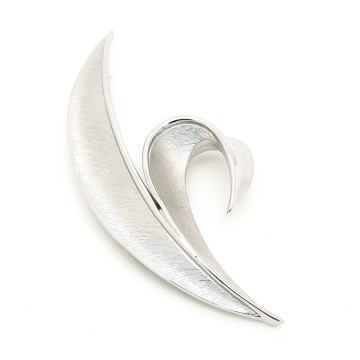 Crown Trifari zilverkleurige bladbroche 60's