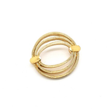 Crown Trifari - ribbed goldtone circle brooch - Bliinkt