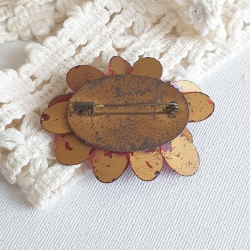 Czechoslovakia garnet red Bohemian glass brooch