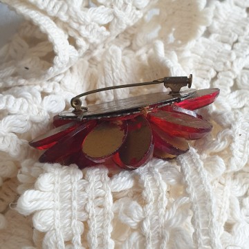 Czechoslovakia garnet red Bohemian glass brooch