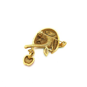 Danecraft racoon and apple brooch