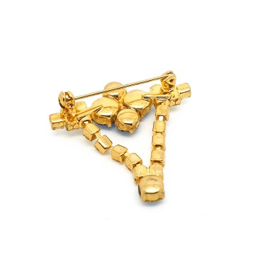 Dangle brooch with royal blue and aurora borealis rhinestones