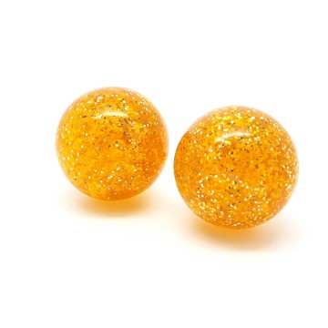 Dark yellow/light orange plastic bubble and glitter earrings - Bliinkt