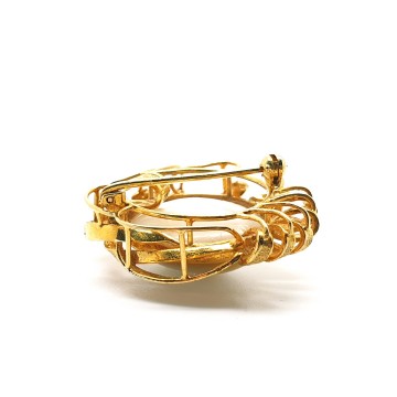 Delicate goldtone faux pearl combined brooch and pendant and tiny rhinestones - Bliinkt