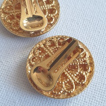Deliguoro goldtone round clip earrings with clear rh