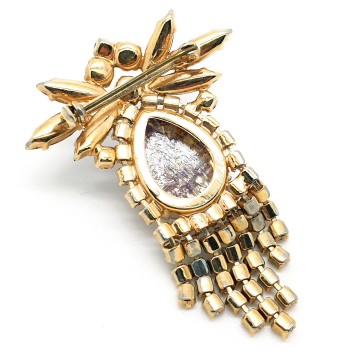 Delizza & Elster/Juliana - Dangle brooch with Art stone in purple shades - Bliinkt