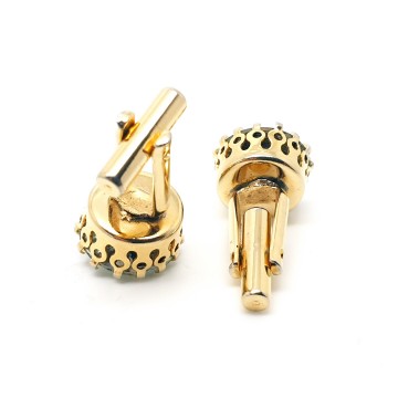 Diamond Cut 22ct goldplated cufflinks with rivoli stone in original box - Bliinkt