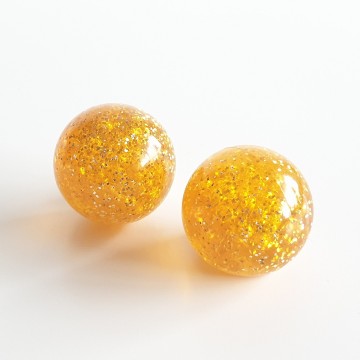 Dark yellow/light orange plastic bubble and glitter earrings - Bliinkt