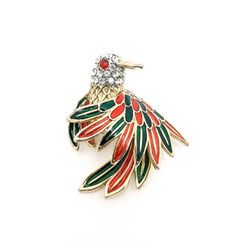 D'Orlan bird brooch with red and green enamel wings - Bliinkt