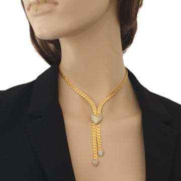 D'Orlan - short goldtone necklace with clear rhinestones - Bliinkt
