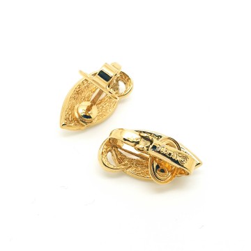 D'Orlan - goldtone white enamelled earrings - Bliinkt