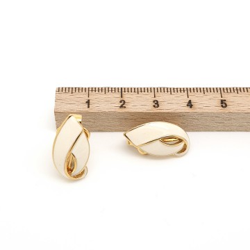 D'Orlan - goldtone white enamelled earrings - Bliinkt