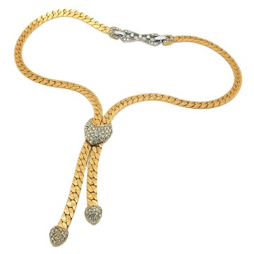 D'Orlan - short goldtone necklace with clear rhinestones - Bliinkt