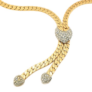 D'Orlan - short goldtone necklace with clear rhinestones - Bliinkt