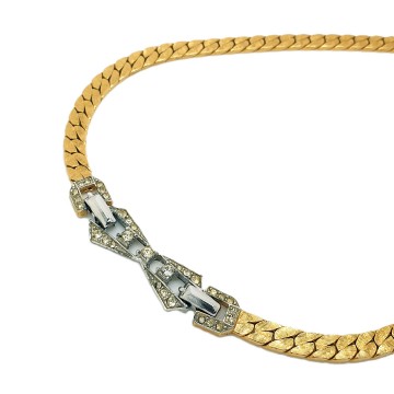 D'Orlan - short goldtone necklace with clear rhinestones - Bliinkt