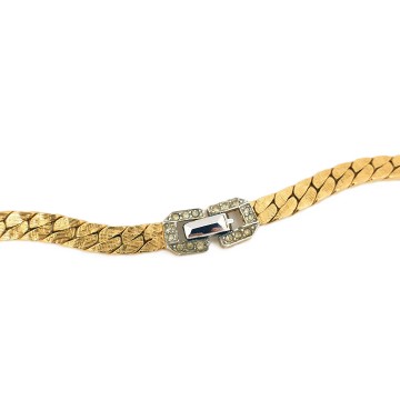 D'Orlan - short goldtone necklace with clear rhinestones - Bliinkt