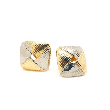Duotone ribbed square earrings - Bliinkt