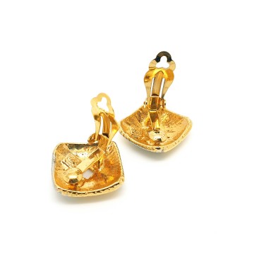 Duotone ribbed square earrings - Bliinkt