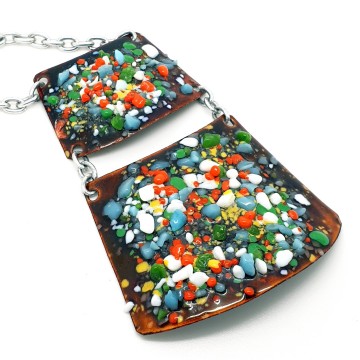 Enamel melted glass necklace 70s - Bliinkt