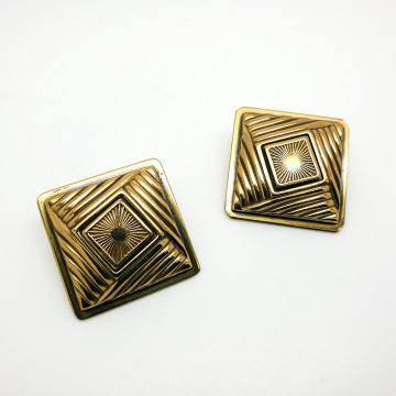 Ermani Bulatti - square goldtone earrings with geometric design - Bliinkt