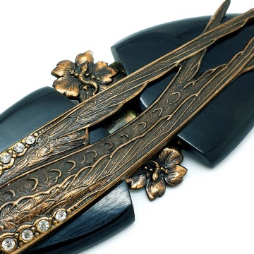 Ermani Bulatti zwarte vogelbroche met strass