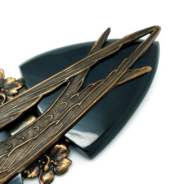 Ermani Bulatti zwarte vogelbroche met strass